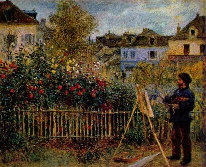 Pierre-Auguste Renoir Claude Monet Painting in His Garden at Argenteuil, Norge oil painting art
